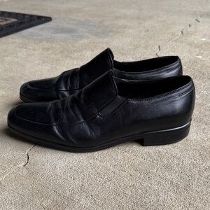 Bruno Magli mens 8.5 M black leather Pitto slip on square toe loafer shoes